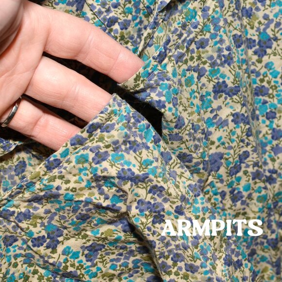 Plus Size XXL Old Navy Ditsy Floral Cotton Pleated Short Cap Sleeve Blouse Top - Picture 6 of 13